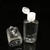 30ml 60ml frasco de plástico animal de estimação vazio com tampa de aleta frascos quadrados transparentes para o gel descartável do desinfetante da mão do fluido da composição