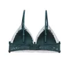 Seksowna zestaw francuski Bralete Green Bra Zestaw pustej siatki koronkowy wzór wykończenia zielony drut darmowy seethrough Metties Summer Girl L2304