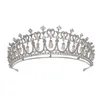 Barock Crystal Pearl Bridal Tiaras Diana Crown Pageant Diadem Brud Headband Bröllop Hår Tillbehör Tiara de Noiva 210707