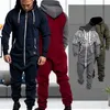 Byxor män streetwear sweatpants ren färg splicing höst vinter casual hoodie print zipper jumpsuit gratis skepp x0610