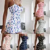 Casual Dresses Plus Size Flower Print stropplös kvinnlig festklänning Sexig klubbkläder Sun Wrap Chest Mini 2022 Slim Floral 5XL