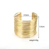 Wide Open Cuff Bracelets Bangles for Women Punk Retro Gold Silver Color Big Bangle Metal Wires String Handmade Jewerly Female Q0719