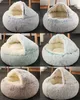 Warm Cat Cave Bed Hooded Donut Cozy Soft Plush Dog Self Warming Cuddler Sleeping Nest for Small Medium Dogs Cats Puppies 211006