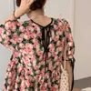 Florals Cotton Linen Puff Sleeves Printed Party Sexy Stylish Femme Chic Prom Girls Mini Dresses Vestidos 210525