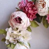 White Peony Wreath Wreath Wreath Door Wall Wall Ornament Rattan Round Garland Decoration Flower Artificial Fake Flower 201006