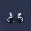 Bijoux couleur argent bleu Zircon blanc CZ, ensembles de bijoux pour femmes, boucles d'oreilles/pendentif/collier/anneaux/Bracelet H1022