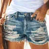 سراويل جينز قصيرة للسيدات للنساء الصيف مثير منتصف الخصر ممزق