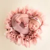 (Diameter = 49 ~ 50cm) Flower Style Mat Mjuk Chiffon Kudde Baby Blanket Spädbarn Fotografi Props Nyfödda Foto Shoot Tillbehör 210309