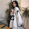 V Yaka Yelek Kazak Kadın Sonbahar Kış Kore Tiki Tarzı Öğrenci Büyük Boy Uzunluğu Kolsuz Kazak Hip Hop Üst 210915