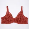 DOBREVA Damen Spitzen-Mesh Sexy Bralette Minimizer Ungefütterter Bügel-BH 210728