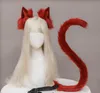 Gato Lobo Raposa Orelhas de pelúcia Tiara Cauda Conjunto Cosplay Acessórios de fantasia Pele sintética Argola de cabelo Faixa de cabelo de Halloween