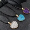 Love Heart Reiki Healing Resin Druzy druse Necklace Chakra Power Stones Energy Stone Necklaces