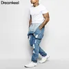 Homme Jeans Men Denim Overalls Slim Casual Pants Full Length Ripped Jumpsuit Y 210716