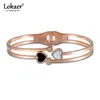 Lokaer Classic Titanium Steel Rose Gold Braclet Bangle Fine Ювелирные Изделия Двойной Shell Сердце Сердце Louly Bangle Lover Ювелирные Изделия B17002 Q0719