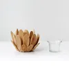 Bougeoirs Support En Bois Européen En Forme De Pétale De Lotus Avec Tasse En Verre Bol De Lumière De Thé Nordique Pour La Décoration De La Maison De Salon