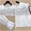 Blusas das mulheres Camisetas Mulheres Branco Camisa Longa Blusa Escritório Senhora Satin Silk Tops Plus Size Woman Basic