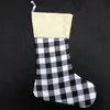 15.8x11.8" White Red Plaid Christmas Stocking Sublimation Blank Tree Ornament Decoration Gift Bag For Kids Candy Bags Xmas Sock Pendant in Bulk Wholesale AAA