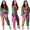 Dames Jumpsuits Rompertjes Contrast Kleur Vrouwen Trainingspak Ritssluiting Sheer Lange Mouwen Hooded Jacket Crop Top + Shorts Casual 2 Stuk Set