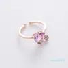 New Fashion Crystal Zircon Rings Sweet Elegant Flower Ring for Girl Women Finger jewelry Bague Bridal Gift Delicate