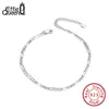 Effie Queen Classic Diamond-Cut Figaro Chain Ecliptic Real 925 Silver Delikat Justerbara Anklet Ben Smycken Gift SA07