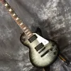 Custom 1959 R9 VOS Trans Black Grey Joe Perry Cadillac Electric Guitar Tiger Flame Maple Top, Trapezoid White Mother of Pearl Inlay, Atramentous Hardware