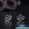 Flyleaf Lotus Flower Jewelry Real 925 Sterling Silver Chinese Style Vintage Stud Earrings For Women Earings Fine Jewelry