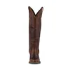 Women Plain Jane Dark Cognac Cowgirl Boots Round Toe G1112