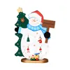 Christmas Decorations Wooden For Bedroom Snowman With Ornaments Mini Tree Set Party 3D Free Standing Tabletop Decor Detachable Home Office