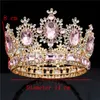 Baroque Blue Crystal Tiaras Wedding Crown for Queen Round Diadem Pageant Headdress Bride Hair Jewelry Accessories X0726