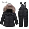 -30 Degree Winter Sets Boys down coat and Jumpsuit for children Baby girls boys ski snowsuit Toddler New Year Clothing Set 2-5Y H0909