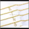 Bijoux Haute Qualité Or Jaune Plaqué En Acier Inoxydable Cz Cubique A-Z Lettre Bracelets De Cheville Chaînes Filles Femmes Pour La Fête De Mariage Beau Cadeau Drop Deli