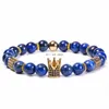 Pedra natural Lapis Lazuli Coroa pulseira tran￧ada de cobre Micro-Inclina de zirc￣o Bracelets de diamante Bracelets Moman homens j￳ias de moda Will and Sandy