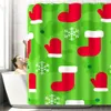 Carpets Christmas Printing Waterproof Household Shower Curtain Polyester Cloth Bathroom Four Piece Set