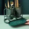 Chopsticks de vidro europeu casa prateleiras de cozinha dourada caixa de armazenamento caixa de drenagem fork ferramentas 211112