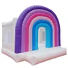 3x3x2.7m Small Trampoline Castle Jumper Rainbow Inflatables White Bounce House Colorful Entrance Wedding Bouncer for Party