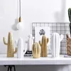 VILEAD Plus Taille Résine Cactus Figurines Nordic Simple Style Blanc Or Accessoires pour la maison Salon Creative Décoration Ornement 210811