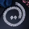 Pera luxe Style européen clair cubique zircone cristal grand collier rond et boucles d'oreilles ensemble de bijoux de mariée pour cadeau de mariage J116 H1022