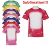 Heißer Verkauf Sublimation gebleichte Hemden Wärmeübertragung Blank Bleach Shirt gebleichte Polyester T-Shirts US Männer Frauen Party Supplies