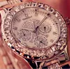 Relógios de pulso omiamente mulheres Relógios Relógios de Aço Rosa Gold Lady Quartz Dress Big Diamond Top Brand Clock Bracelete