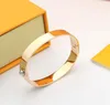 Fashion Style Titanium steel Ring Bangle Man Women Bracelet Rings Set Engraved Initials Flower Single Rivet Nanogram Cuff Bangles Ring