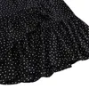 Summer Polka Dots Dress Short Sleeve V Neck Ruffles Beach Dress Sundress Vestidos M30542 210526
