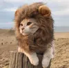 Kostym Pet Wig Lion Parykar Huvudbonader med öronlockshatt Hår Cosplay Party Tillbehör för katthund Justerbar för små medelstora