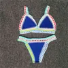 Kobiety Handmade Dzianiny Bikini Set Swimwear Beachwear Sexy Niski Talia Swimsuit Kobiet Kąpiel Sużem Pływanie Assorted Kolory