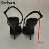 Sorbern Mature Slingback Black Shiny Women Pump Shoe High Heels Metal Thin Stilettos Ladyboy Shoes Night Club Footwear Custom