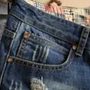 Herrenloch Denim Shorts Sommer Neue Mode Casual Slim Fit Riss Retro Kurze Jeans Männliche Marke 210315