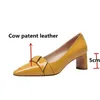 est Shoes For Women Genuine Leather Thick Heels Pumps Female Wedding Sweet Pointed Toe Woman 210528