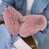 Women's Winter Real Rex Rabbit Fur Gloves Warm Thick Ladies Mittens Elastic Girls Ski Glove Mitts Soft With String 211223