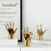 Nordic Gold Plated Creative Finger Arrangemang Heminredning Modern Resin Miniatyr Figurens Dekoration Tillbehör Skrivbord 210804