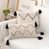 Almofada/travesseiro decorativo preto e branco Tampa de almofada geométrica 45x45cm/30x50cm Tasels tecidos para sofá -cama de decoração em casa
