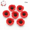 Ensemble de 100pcs Chic Résine Rouge Coquelicot Fleur Artificielle Flatback Embellissement Cabochons Cap pour La Décoration Intérieure 12-23mm 211108